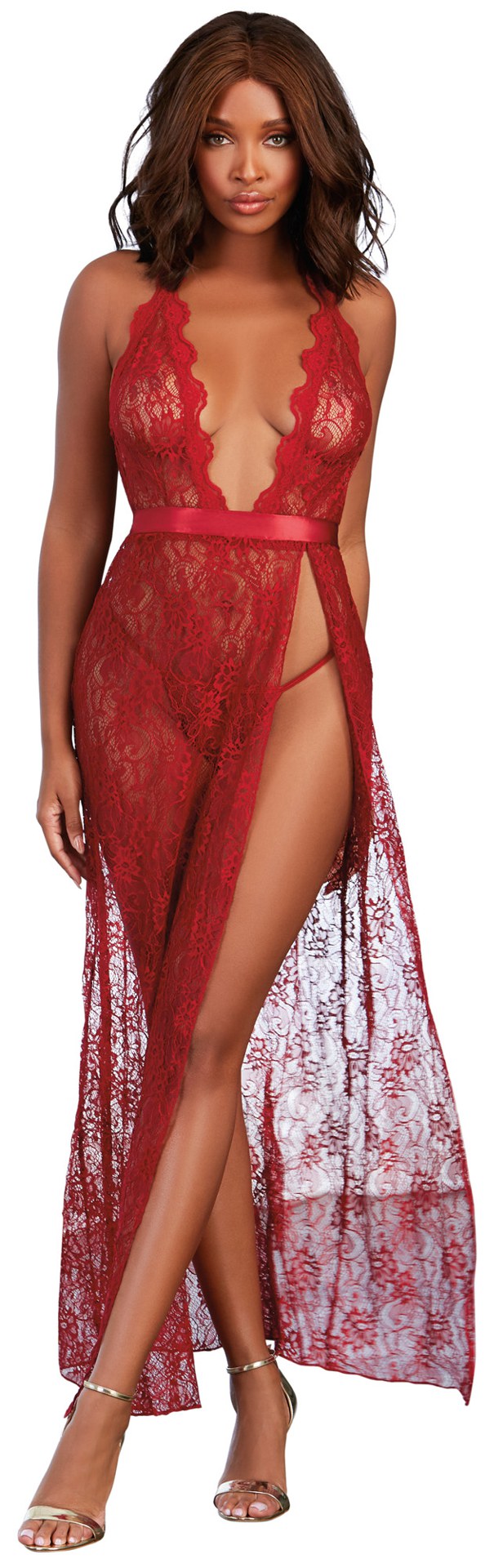 Dreamgirl Gown and G-String Set – Large – Garnet