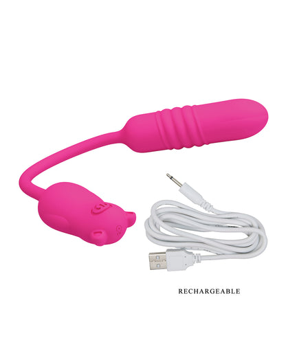 Pretty Love Nobikuma Thrusting Egg - Fuchsia - Silicone Multi-Function Vibrator