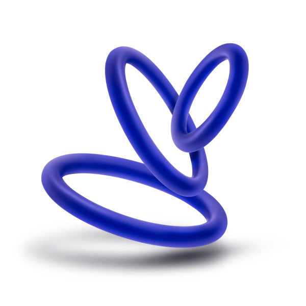 Blush Performance Vs4 Pure Premium Silicone Cockring Set – Indigo – 3 Sizes