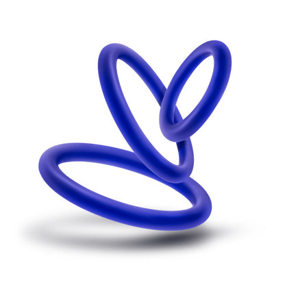 Blush Performance Vs4 Pure Premium Silicone Cockring Set – Indigo – 3 Sizes