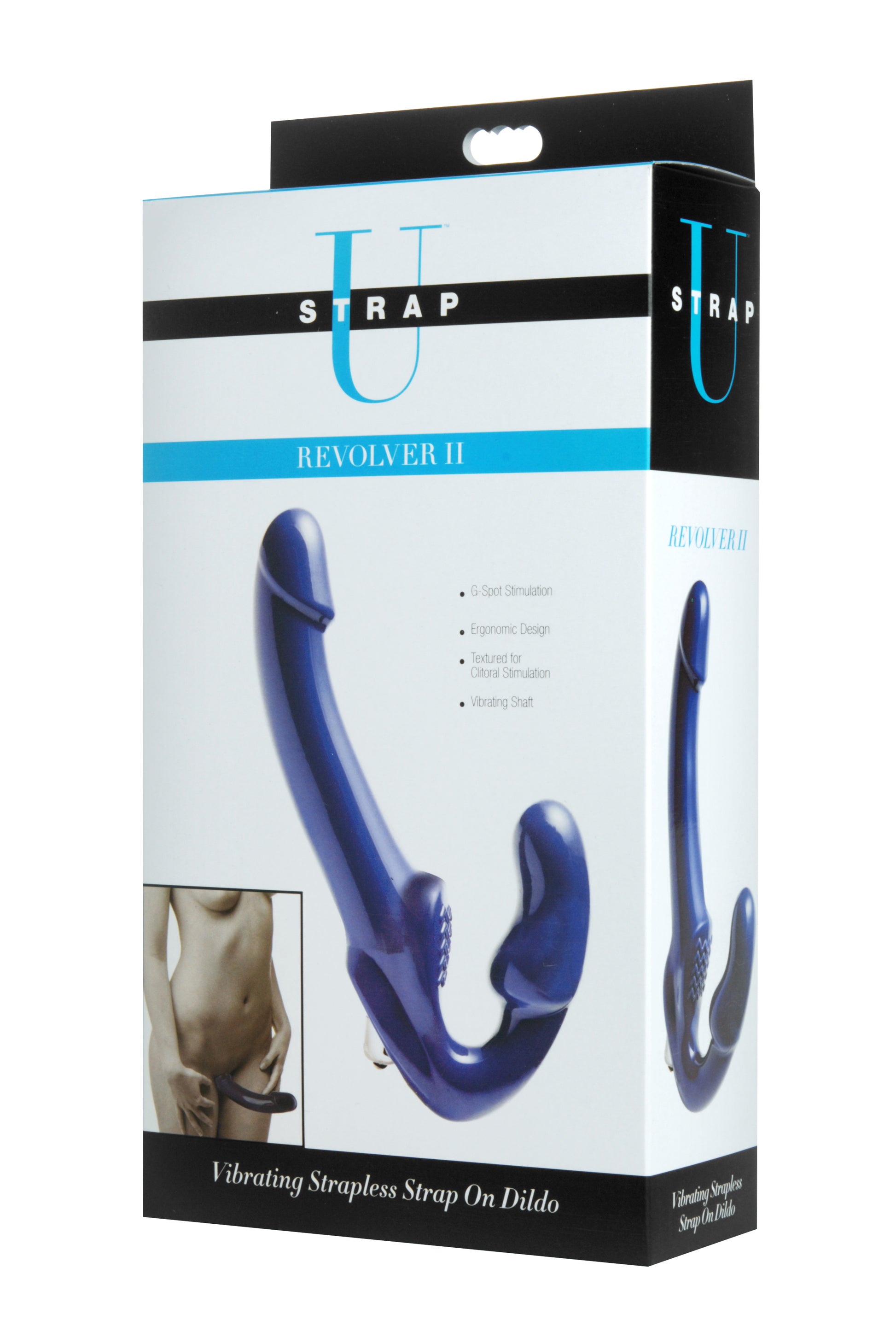 XR Brands Revolver II Vibrating Strapless Dildo with G-Spot Stimulation - Blue