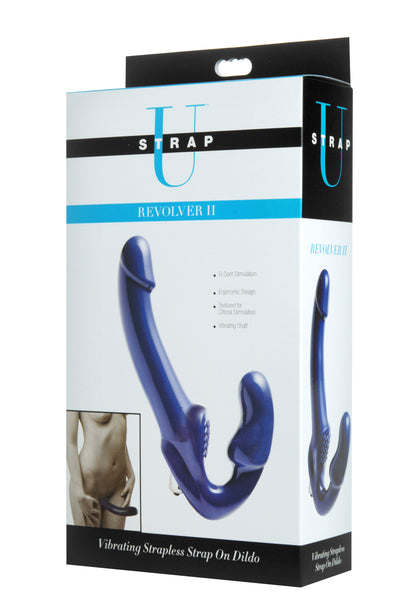 XR Brands Revolver II Vibrating Strapless Dildo with G-Spot Stimulation - Blue