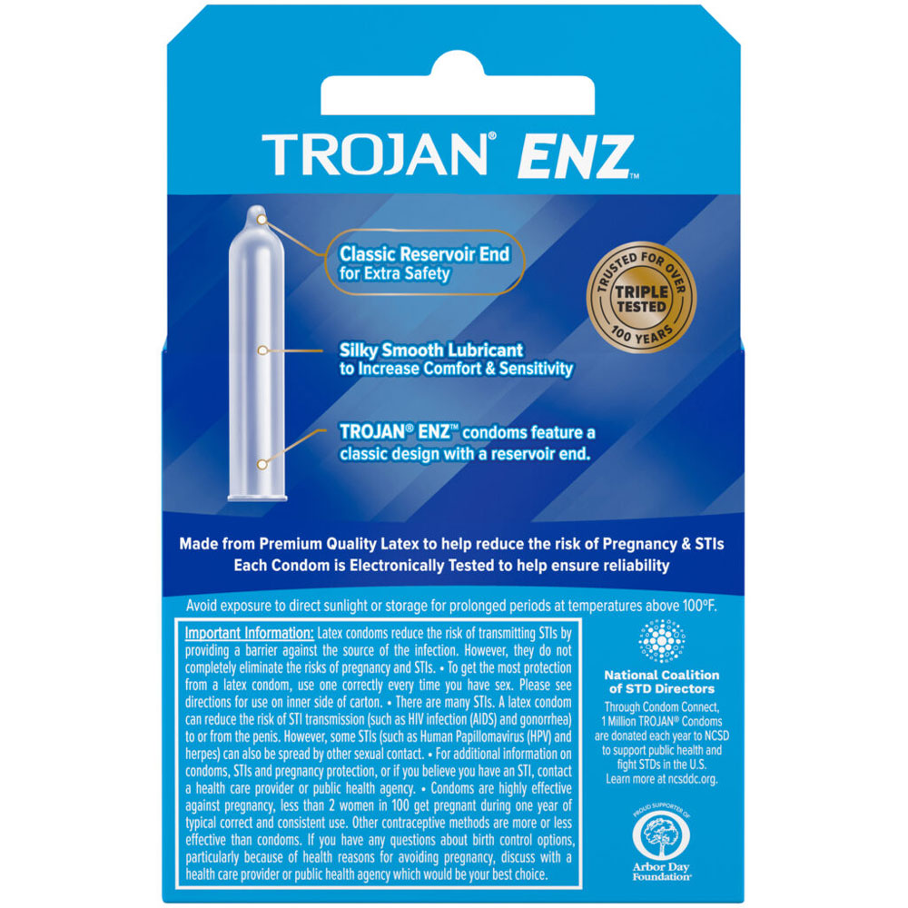 Trojan ENZ Lubricated Condoms - Premium Quality Latex - 3 Pack