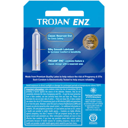 Trojan ENZ Lubricated Condoms - Premium Quality Latex - 3 Pack