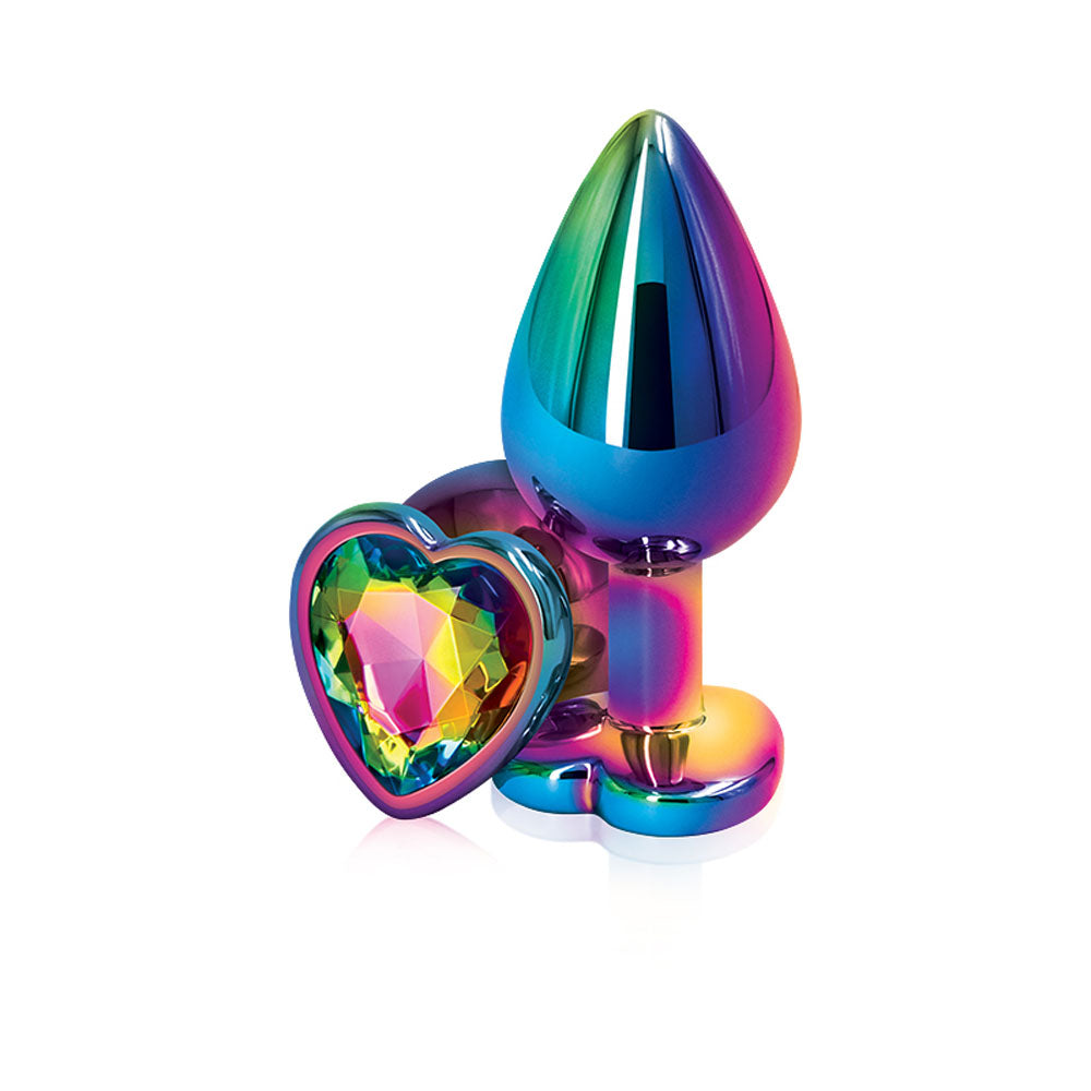 NS Novelties Multicolor Heart Anal Toy - Medium - Rainbow
