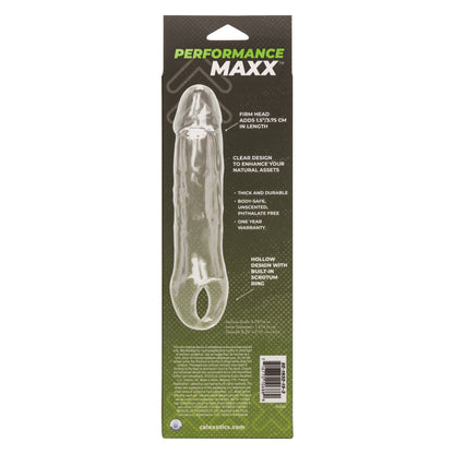 CalExotics Performance Maxx Clear Extension 6.5 Inch Hollow Design with Scrotum Strap – Clear