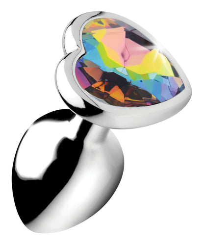 Rainbow Prism Heart Anal Plug - Small - Nickel Free Aluminum Alloy - Multi Color