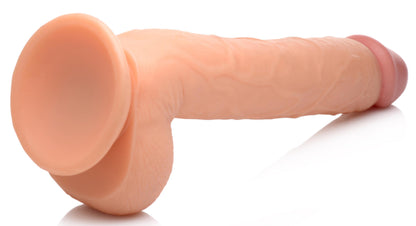 Long Logan 10 Inch Dildo with Balls - Beige