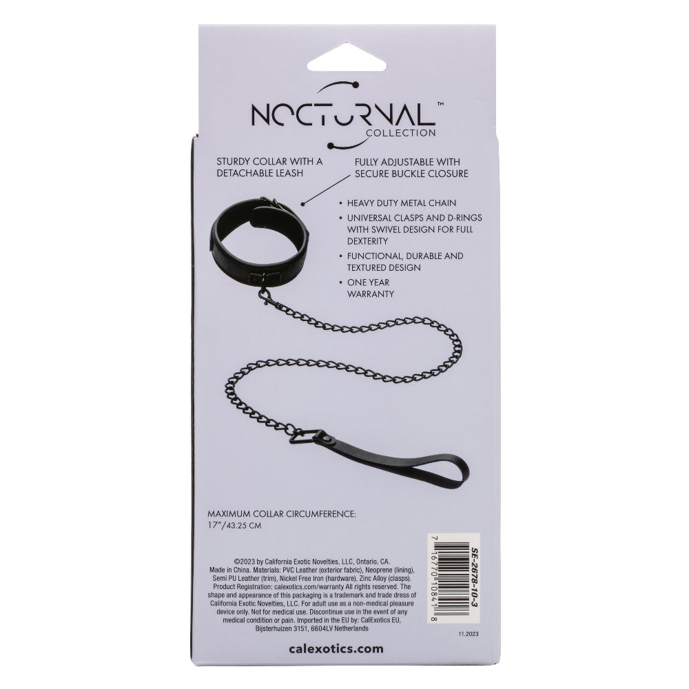 CalExotics Nocturnal Collection Collar and Leash - Adjustable Black Set