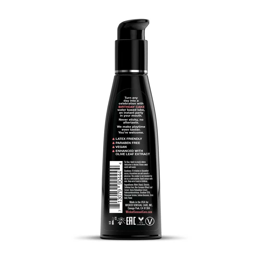 Wicked Sensual Care Aqua Birthday Cake Flavored Water Based Intimate Lubricant 4 Fl. Oz.