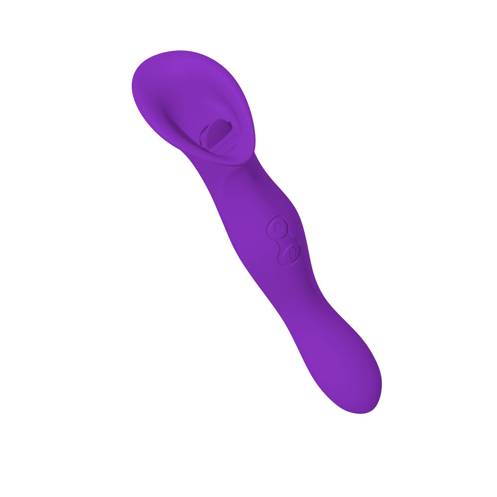 Petallux Clitoral Stimulator - Dual-Ended Waterproof Silicone Vibrator - Purple