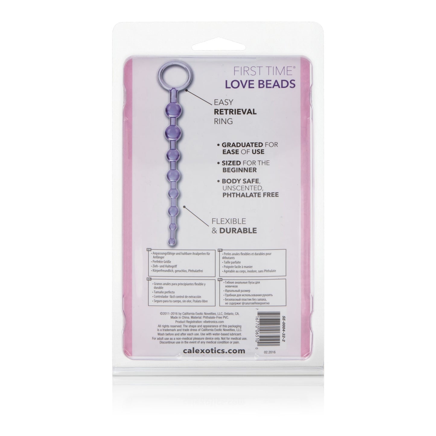 CalExotics First Time Love Beads - Purple - Flexible Slim Graduated Pleasure Beads