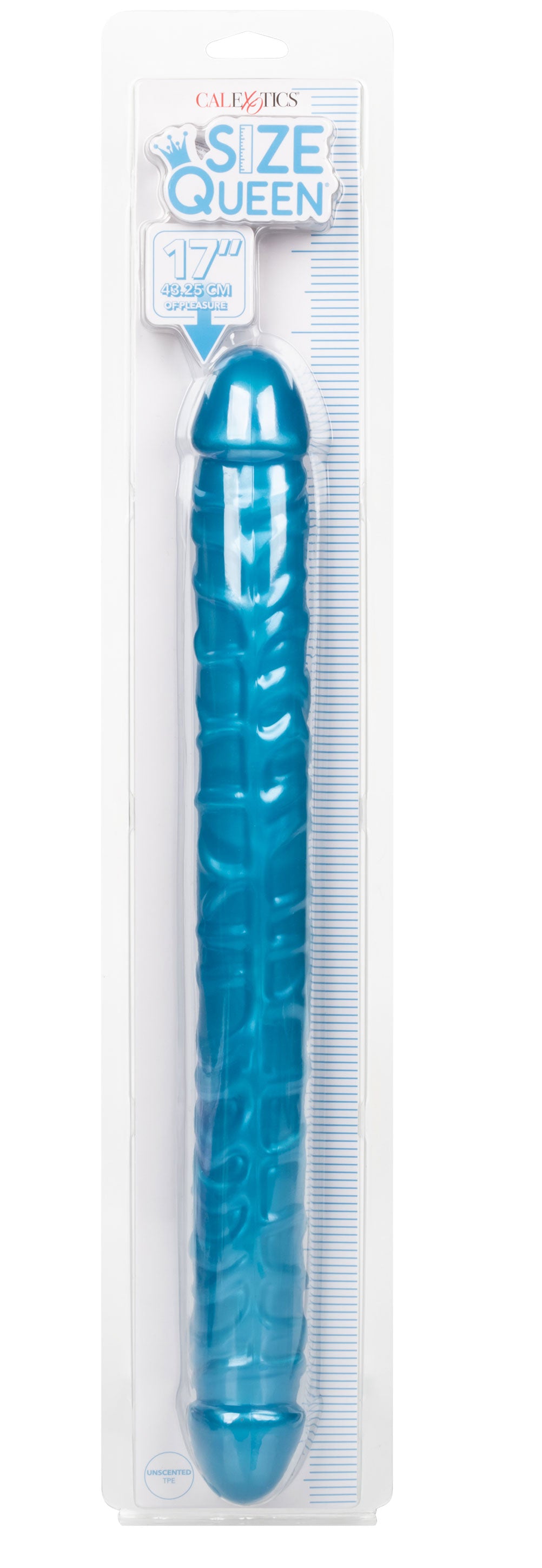 CalExotics Size Queen 17" Dual-Ended Dong - Blue