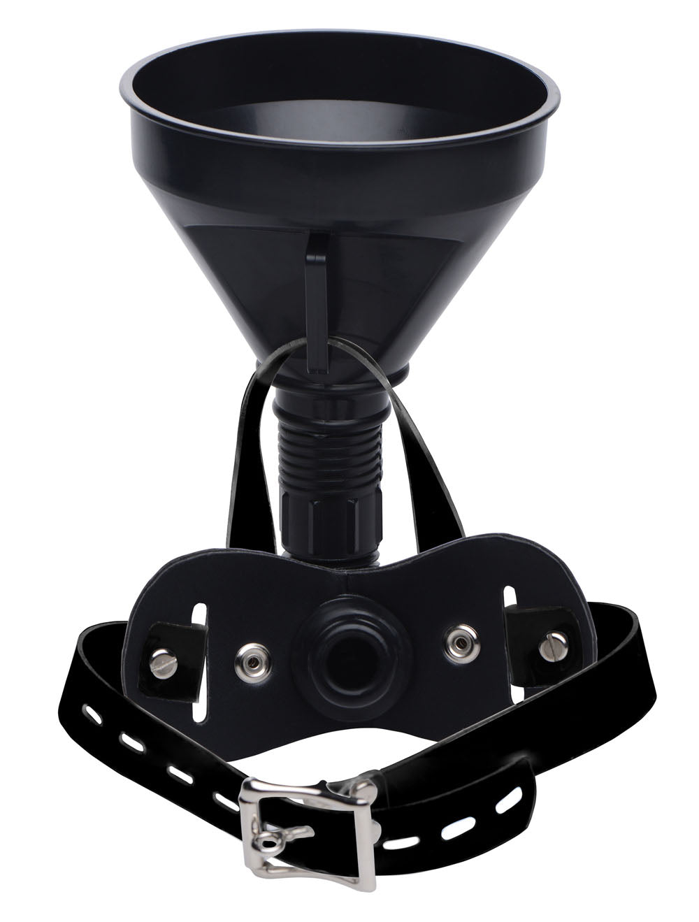 XR Brands Latrine Extreme Funnel Gag – Black – Adjustable Head Strap