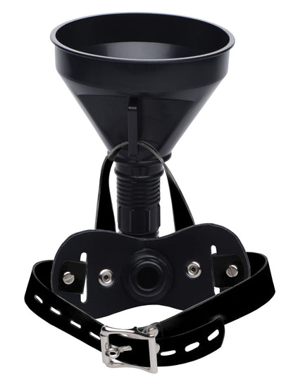 XR Brands Latrine Extreme Funnel Gag – Black – Adjustable Head Strap