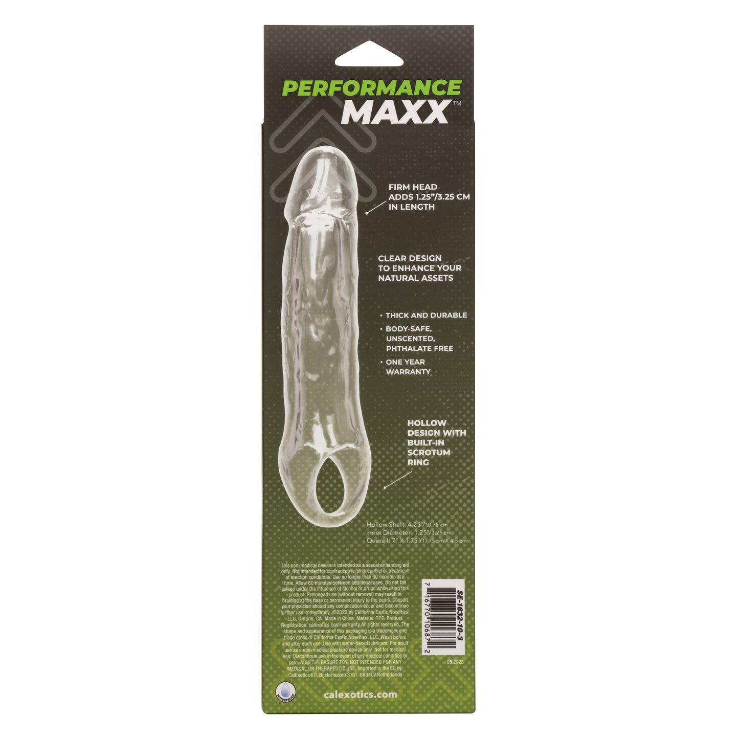 CalExotics Performance Maxx Clear Extension 5.5 Inch Hollow Design - Clear
