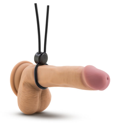 Blush Stay Hard Silicone Loop Cock Ring - Adjustable, Black