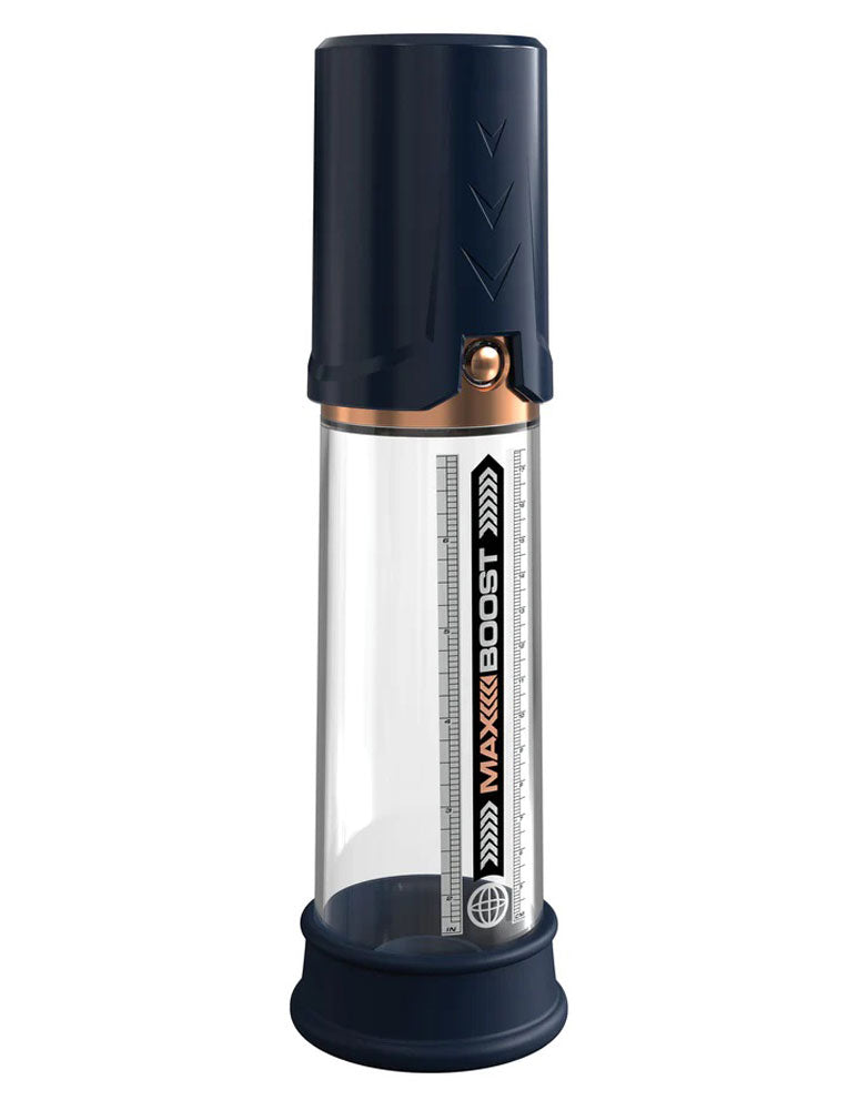 Pipedream Max Boost Penis Pump - Blue/Clear - Manual Piston-Action Design