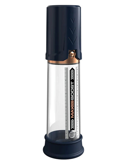 Pipedream Max Boost Penis Pump - Blue/Clear - Manual Piston-Action Design