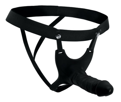 XR Brands Hollow Silicone Dildo Strap-on with Realistic Veins - Black