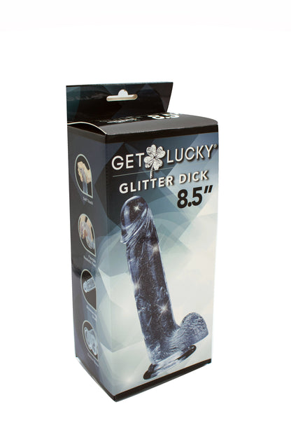Viben Glitter Dick 8.5" Flexible TPE Dildo with Suction Cup - Clear