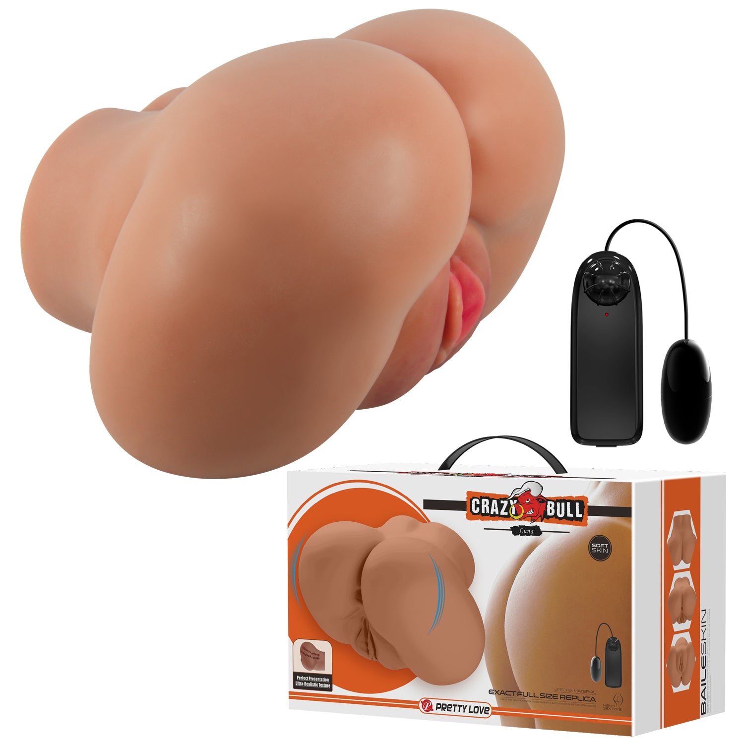 Pretty Love Luna Realistic Vagina and Ass Vibrator - Tan