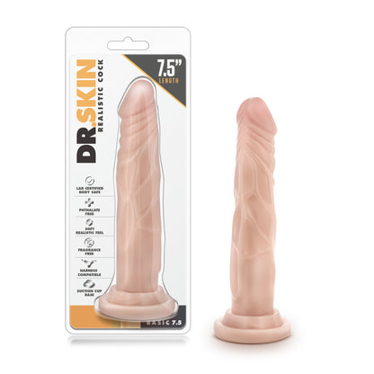 Dr. Skin Realistic Cock Basic 7.5 Dildo with Suction Cup Base - Beige