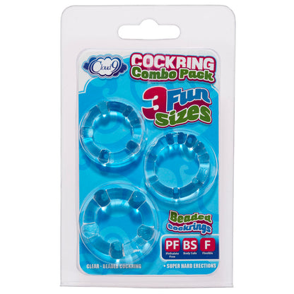 Cloud 9 Novelties Beaded Cockring Combo Pack - Clear - 3 Sizes