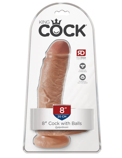 King Cock 8 Inch Cock With Balls - Realistic Tan Dildo