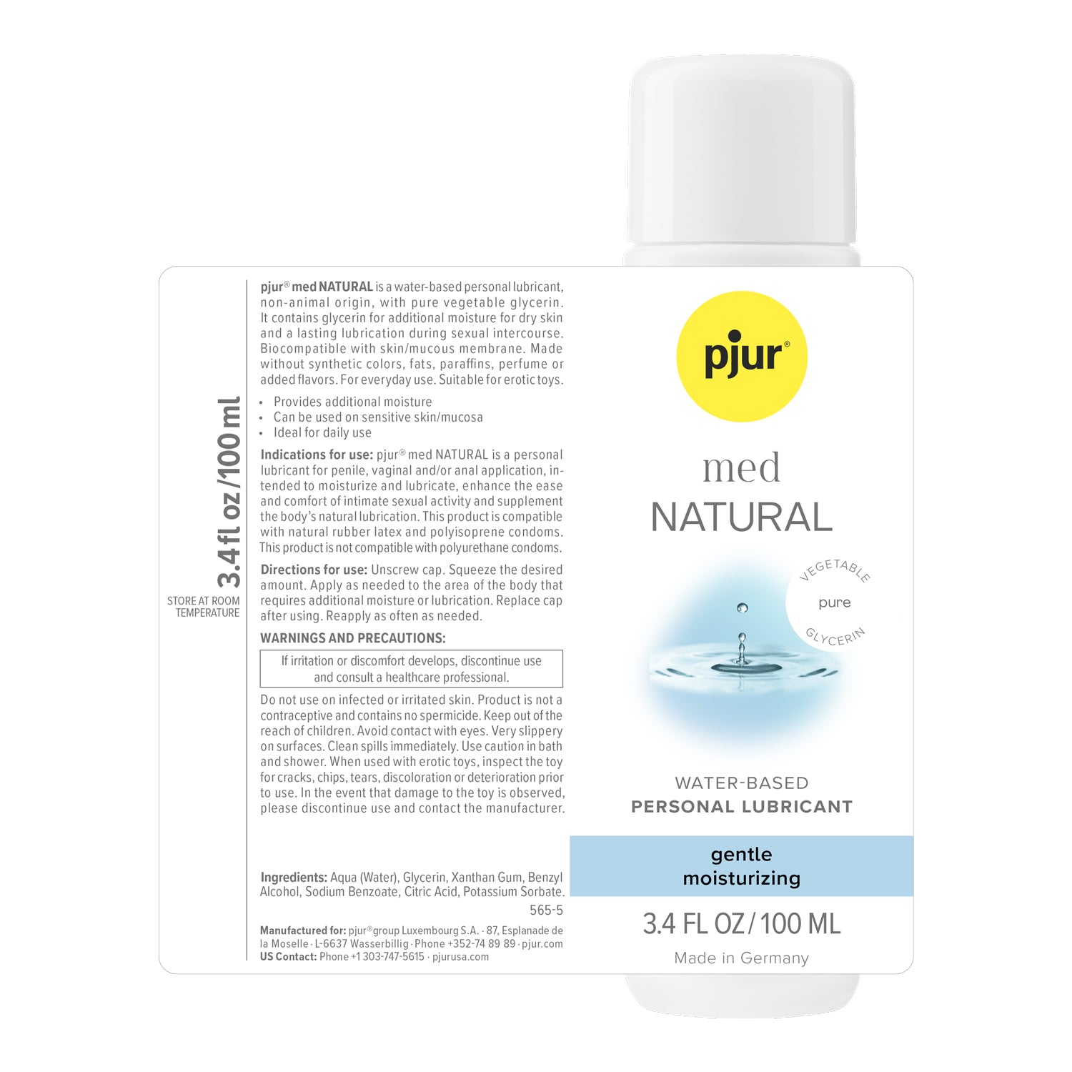 Pjur Med Natural Glide Personal Lubricant - 3.4 Fl Oz - Moisturizing Formula
