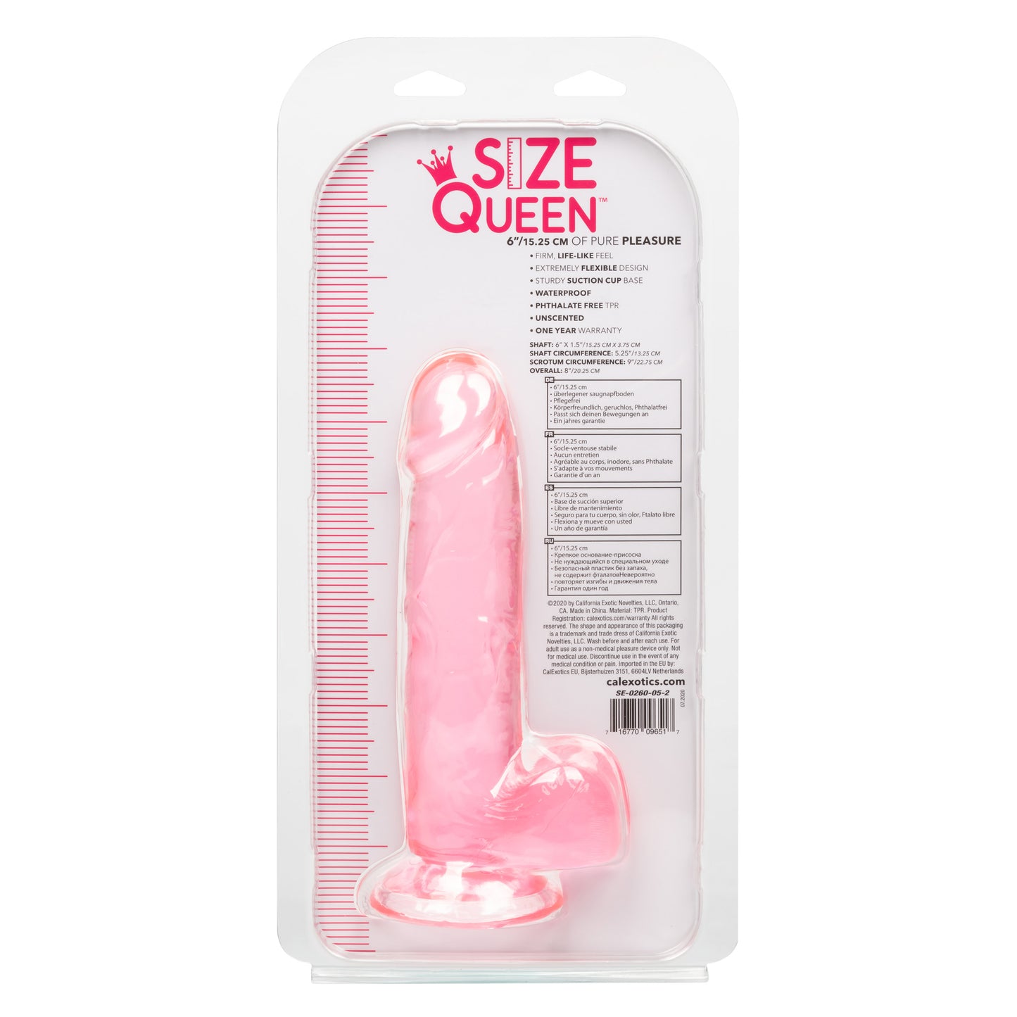 CalExotics Size Queen 6-Inch Realistic Dildo with Suction Cup - Pink