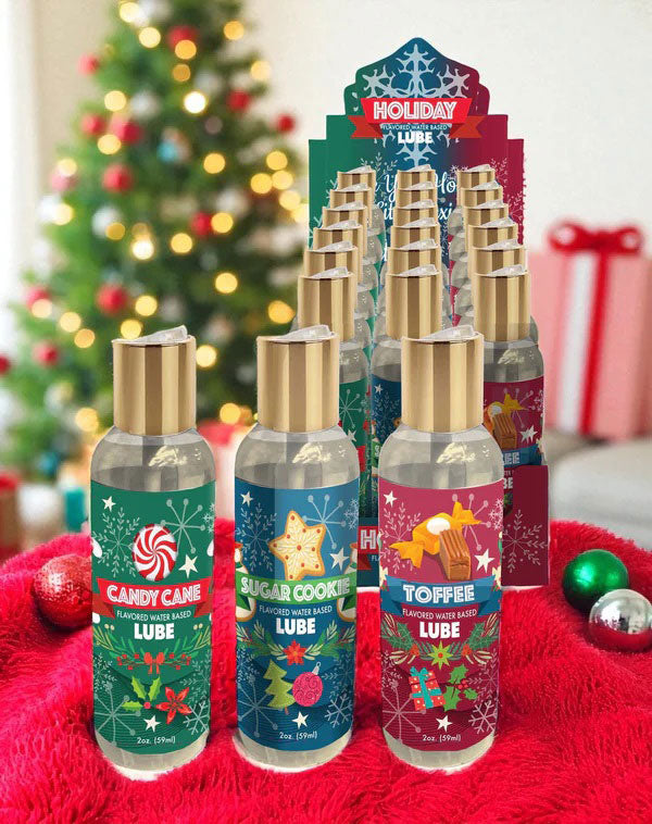 Little Genie Holiday Lubricant Display – Water-Based, 3 Flavors, 18 Bottles