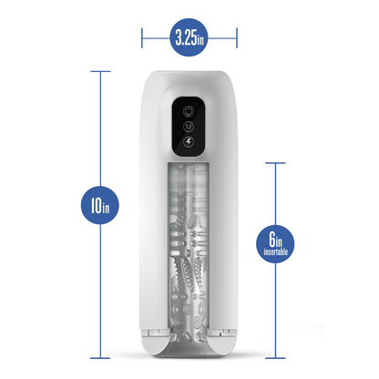 M for Men Robo-Bator Male Masturbator – White – 7 Vibrating and Stroking Modes