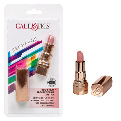 CalExotics Hide and Play Rechargeable Lipstick Vibe – Beige – Waterproof and Multi-Function