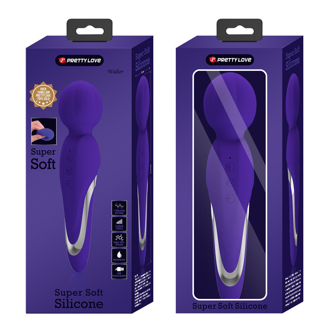 Pretty Love Walter Super Soft Silicone Wand - Purple - Multi-Function Vibrator