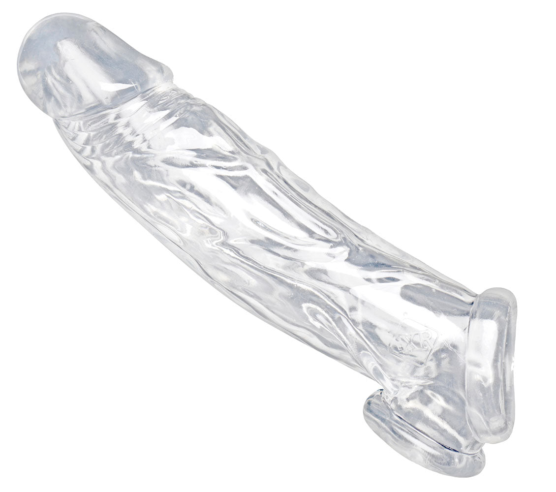 XR Brands Realistic Clear Penis Enhancer and Ball Stretcher – Clear