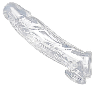 XR Brands Realistic Clear Penis Enhancer and Ball Stretcher – Clear