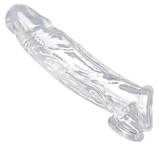 XR Brands Realistic Clear Penis Enhancer and Ball Stretcher – Clear