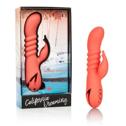 CalExotics Orange County Cutie Ergonomic Massager with Vibration and Thrusting Functions - Orange