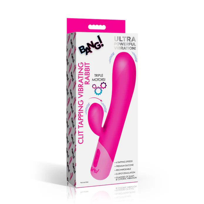 XR Brands Clit Tapping Vibrating Rabbit - Multi-Function G-Spot Vibrator - Pink