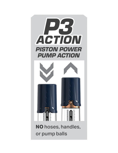 Pipedream Max Boost Penis Pump - Blue/Clear - Manual Piston-Action Design
